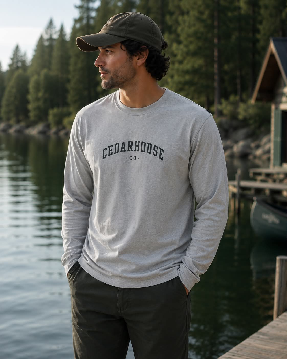 Cedarhouse Arch Logo Long Sleeve — Vintage Collegiate Logo Cotton Shirt
